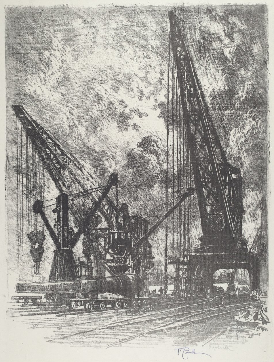 Zabieranie wielkiego pistoletu autorstwa Joseph Pennell