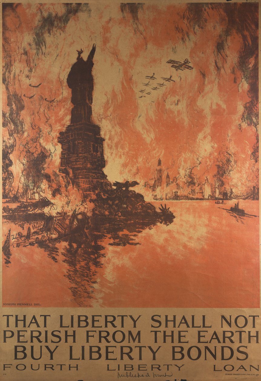 Że wolność nie zginie z ziemi, kup obligacje wolności, plakat z pierwszej wojny światowej autorstwa Joseph Pennell
