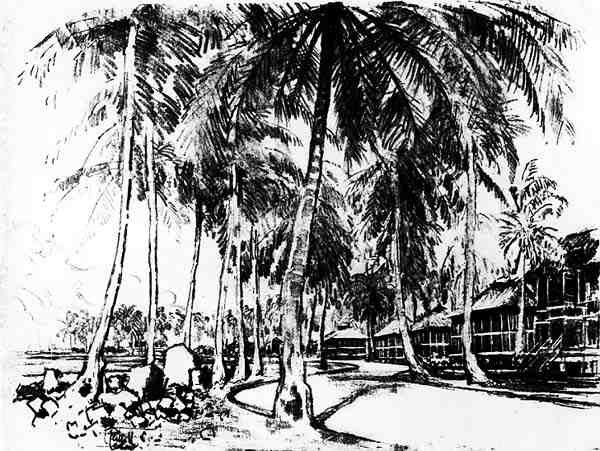 The American Quarter, tablica I z The Panama Canal Josepha Pennella, 1912 (węgiel drzewny na papierze) autorstwa Joseph Pennell