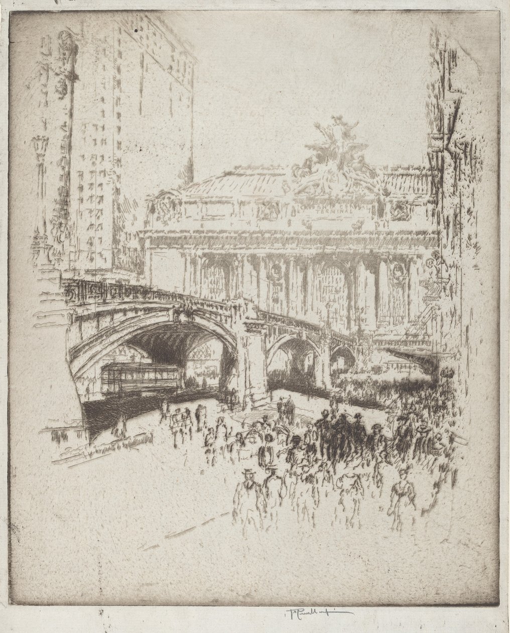 Podejście do Grand Central w Nowym Jorku autorstwa Joseph Pennell