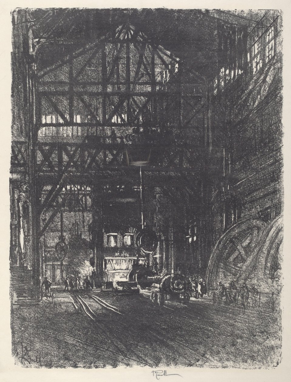Prasa do płyt pancernych autorstwa Joseph Pennell