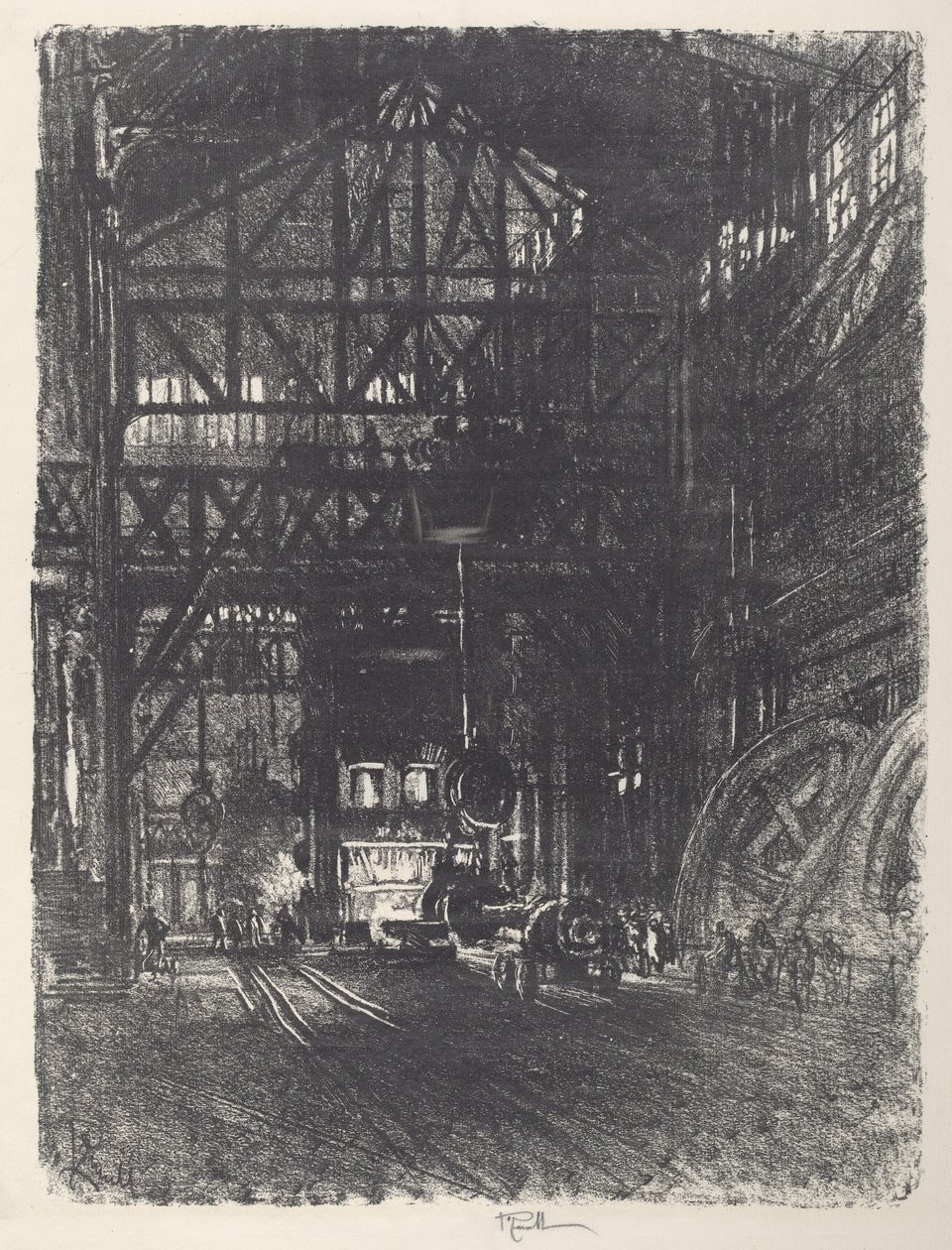 Prasa do płyt pancernych autorstwa Joseph Pennell