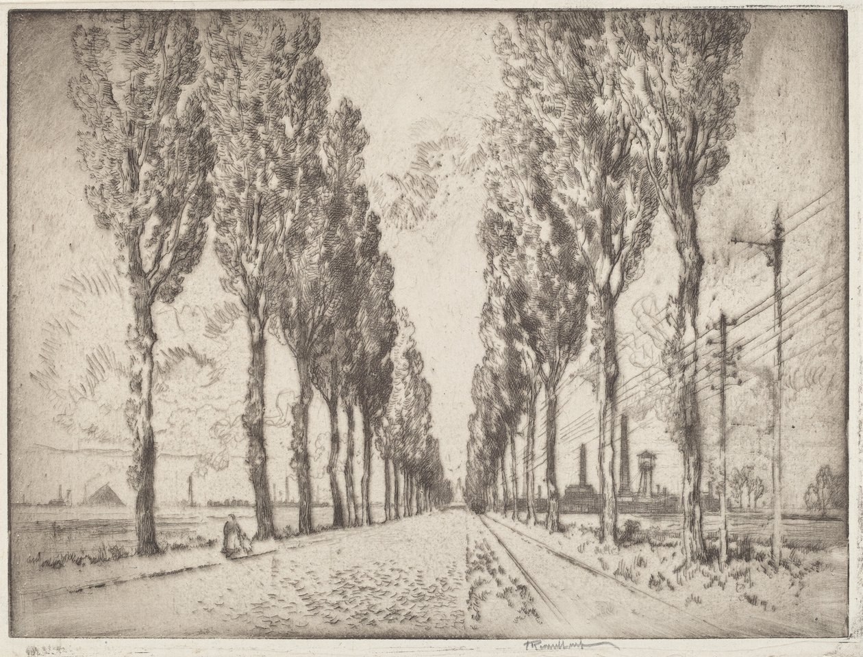 Aleja, Valenciennes autorstwa Joseph Pennell