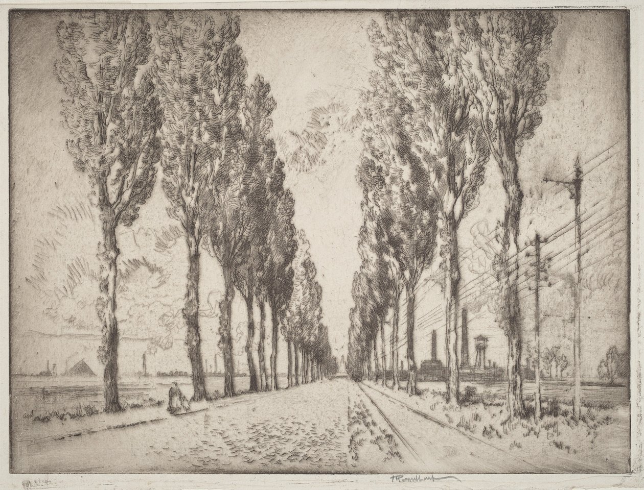 Aleja, Valenciennes autorstwa Joseph Pennell