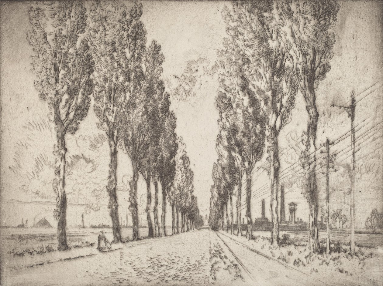 Aleja, Valenciennes, 1910. autorstwa Joseph Pennell