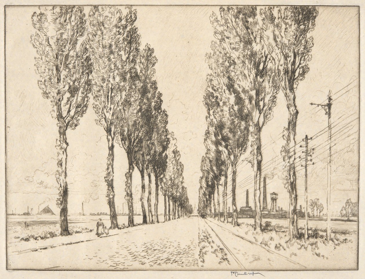 Aleja w pobliżu Valenciennes autorstwa Joseph Pennell