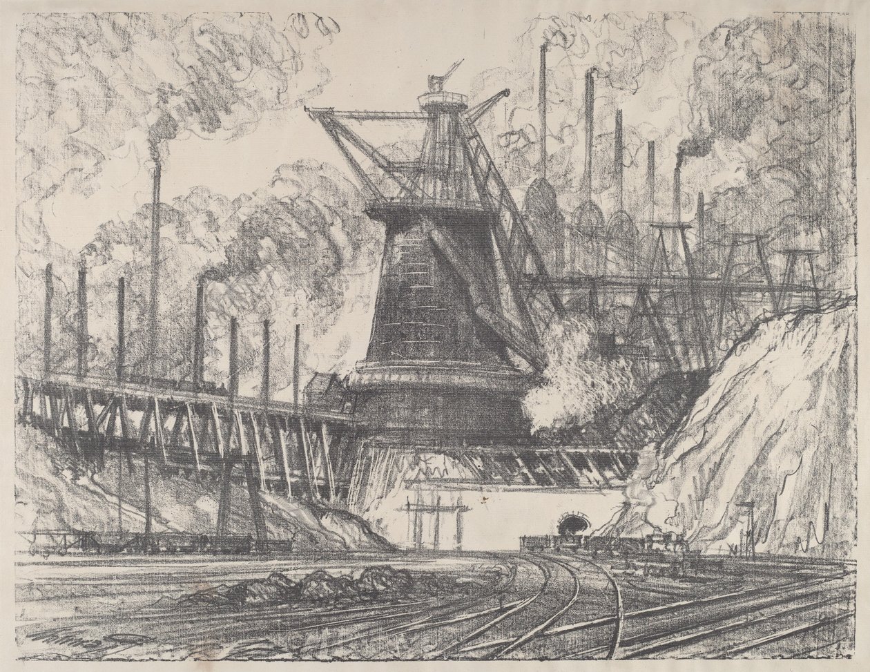 Wielka huta, Gary, Indiana autorstwa Joseph Pennell