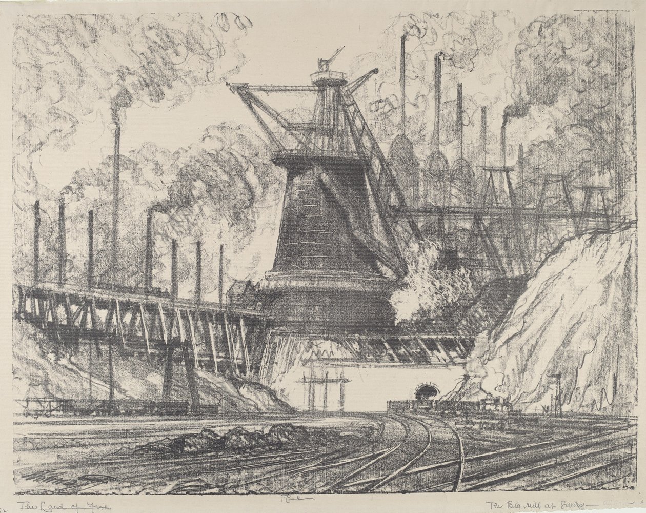 Wielki Młyn, Gary, Indiana, 1914. autorstwa Joseph Pennell