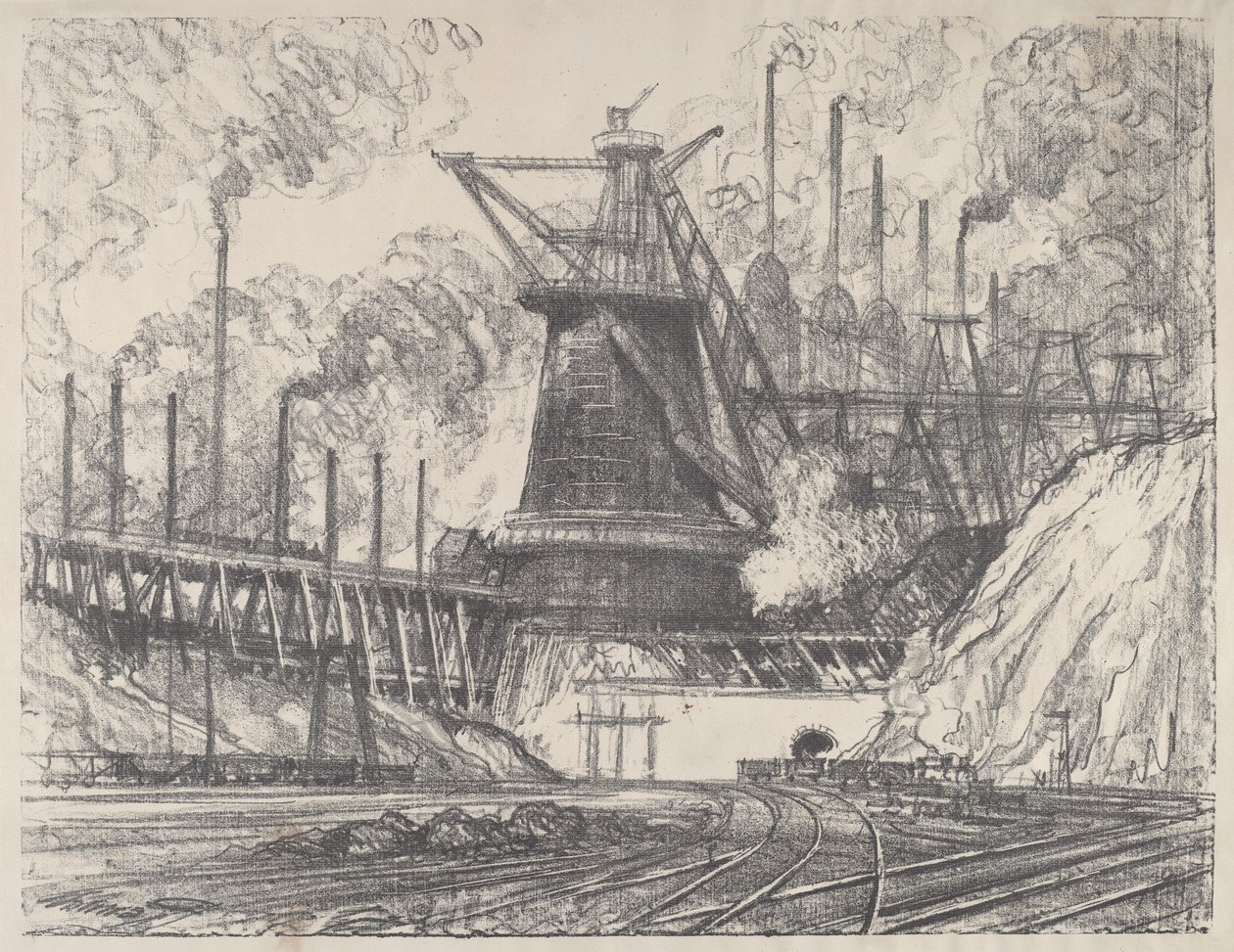 Wielki Młyn, Gary, Indiana, 1915. autorstwa Joseph Pennell