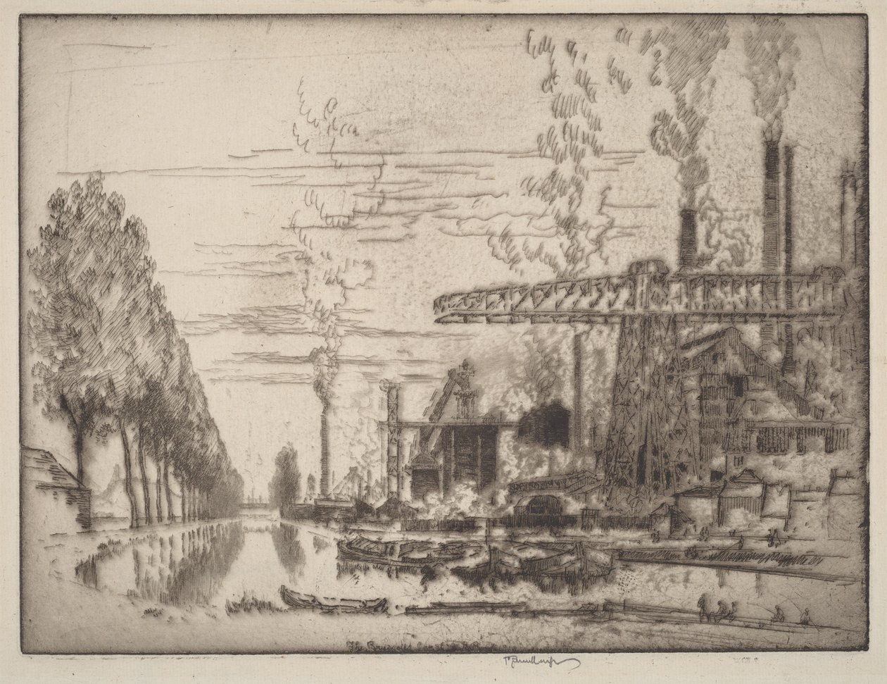 Kanał brukselski, nowoczesny Hobbema autorstwa Joseph Pennell