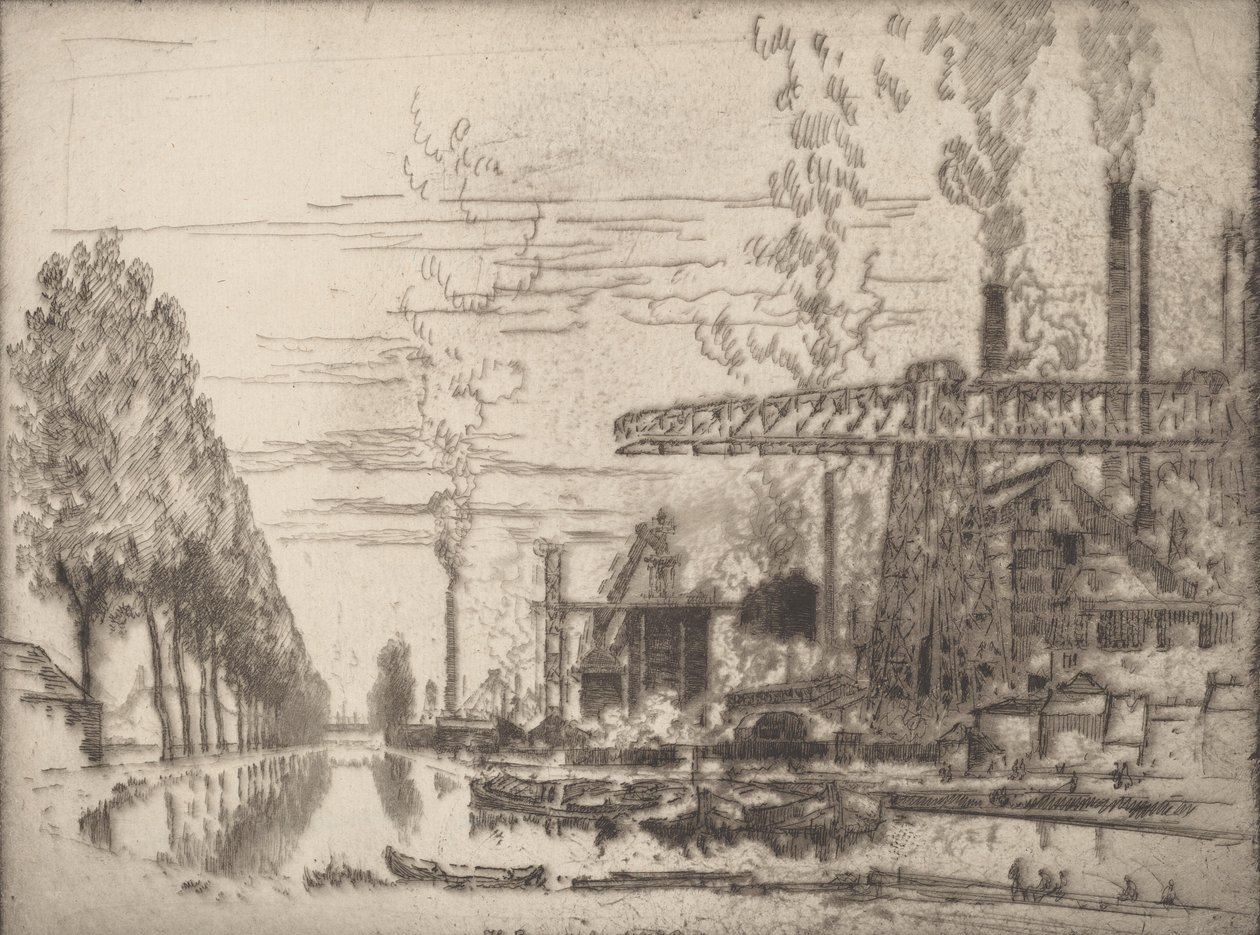 Kanał Brukselski, nowoczesna Hobbema, 1910. autorstwa Joseph Pennell