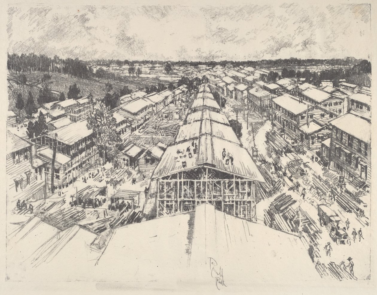 Obóz, nowa architektura autorstwa Joseph Pennell
