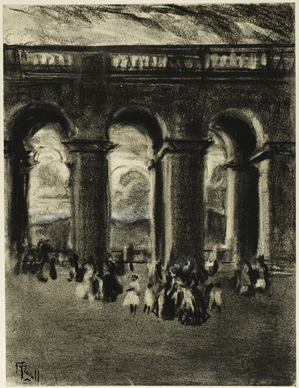 Dziedziniec Pałacu, Madryt autorstwa Joseph Pennell