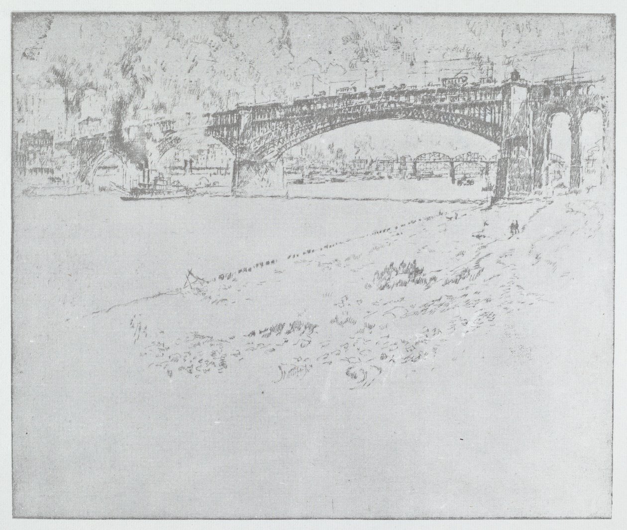 Eads Bridge, St. Louis [na górze], 1919 lub później. autorstwa Joseph Pennell