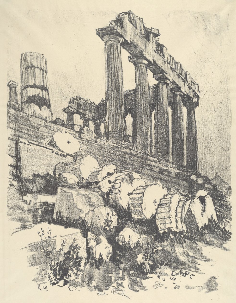 Upadła kolumna, Ateny, 1913. autorstwa Joseph Pennell