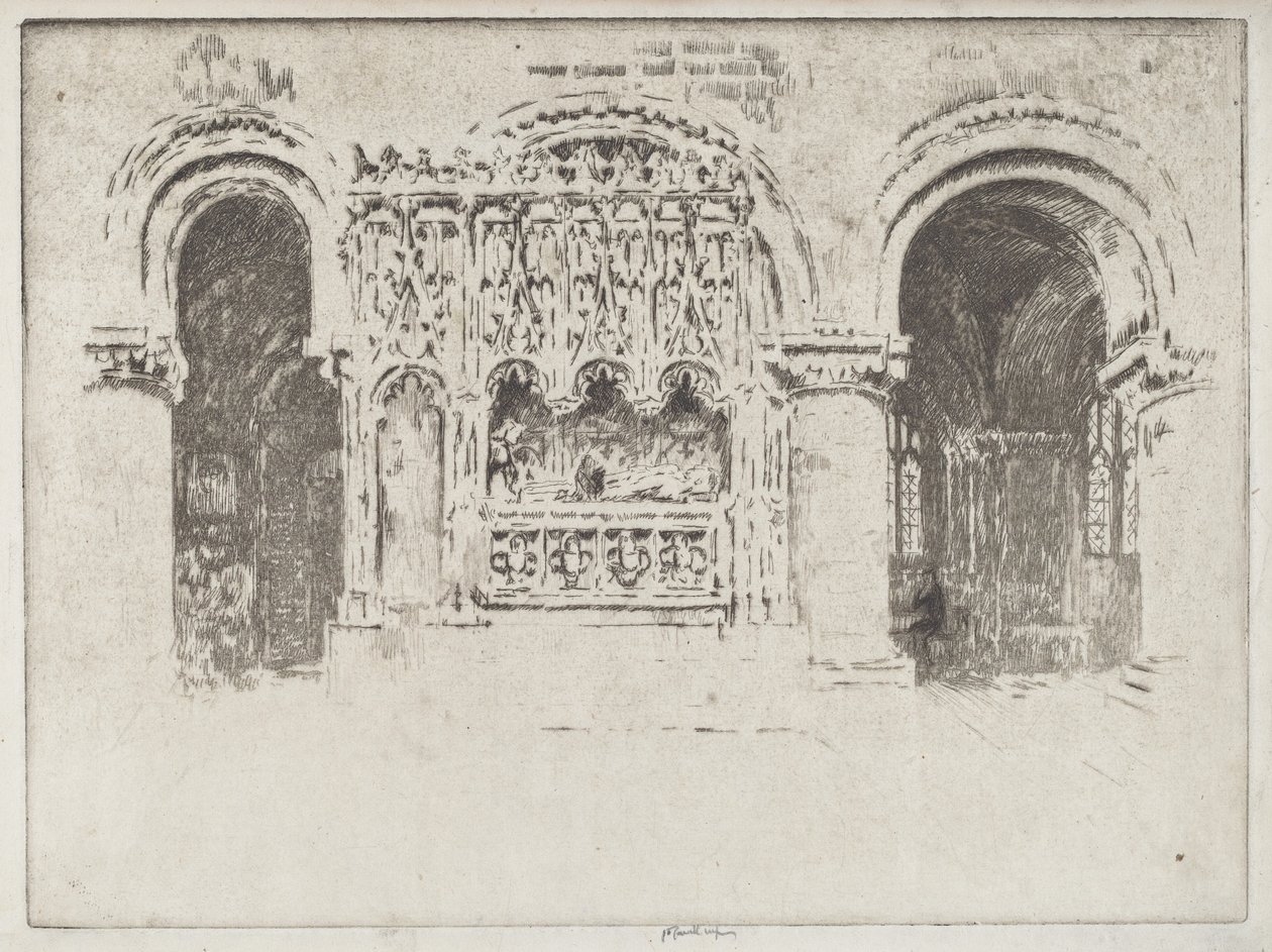 Grób Fundatora, kościół św. Bartłomieja Wielkiego autorstwa Joseph Pennell