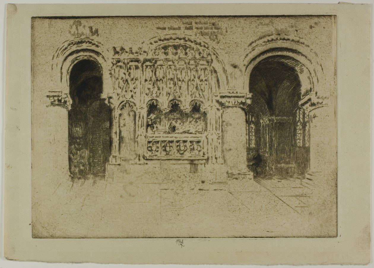 Grób założyciela, kościół św. Bartłomieja Wielkiego autorstwa Joseph Pennell