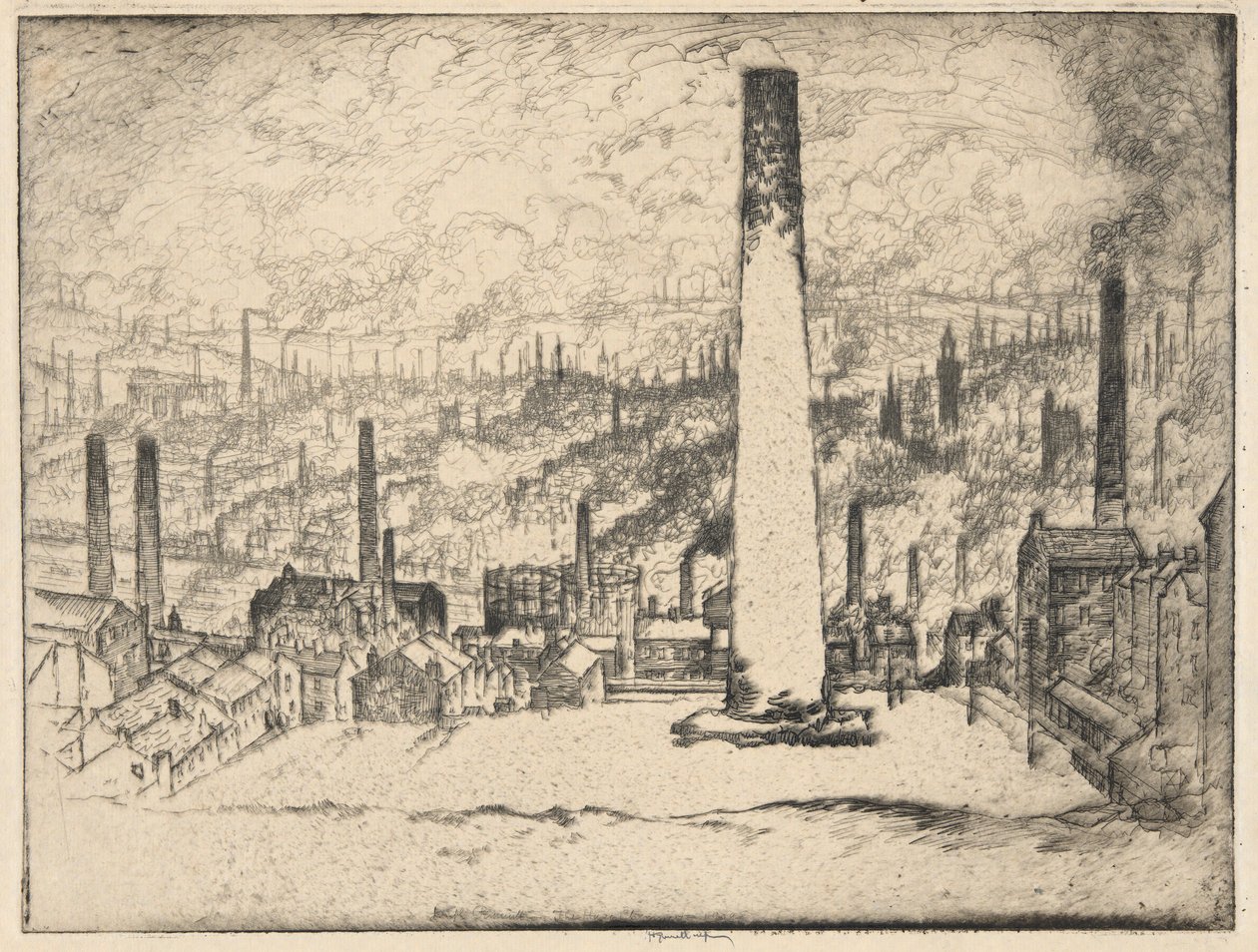 Wielki komin, Bradford autorstwa Joseph Pennell
