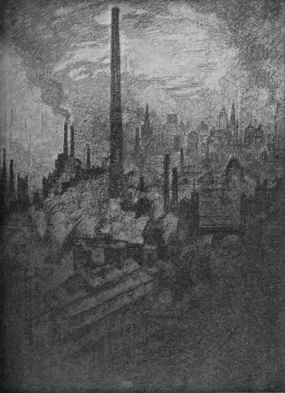 Wielki komin, Sheffield, 1910 autorstwa Joseph Pennell