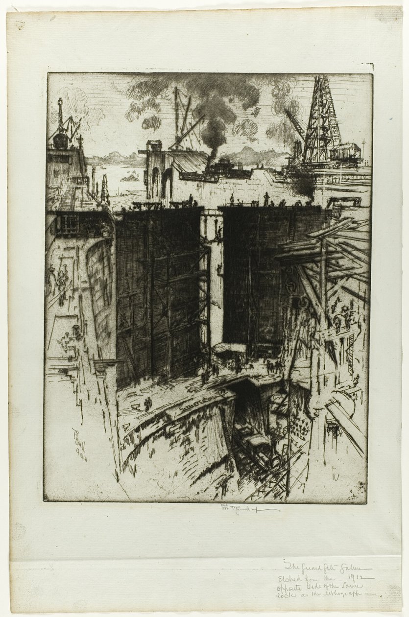 Brama Strażnicza, śluza Gatun, Panama autorstwa Joseph Pennell