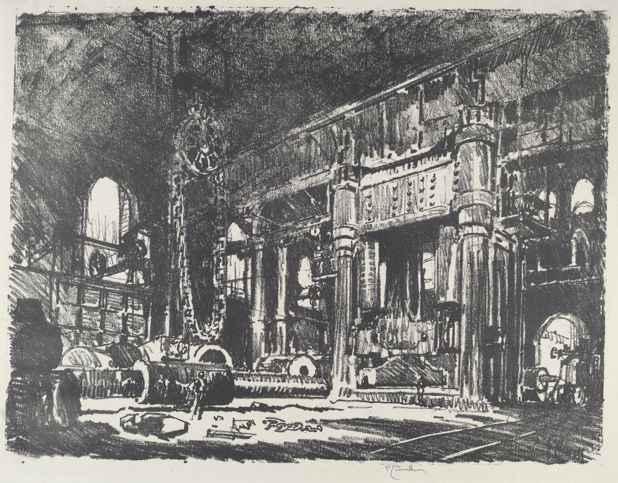 Kuźnia broni, 1916. autorstwa Joseph Pennell