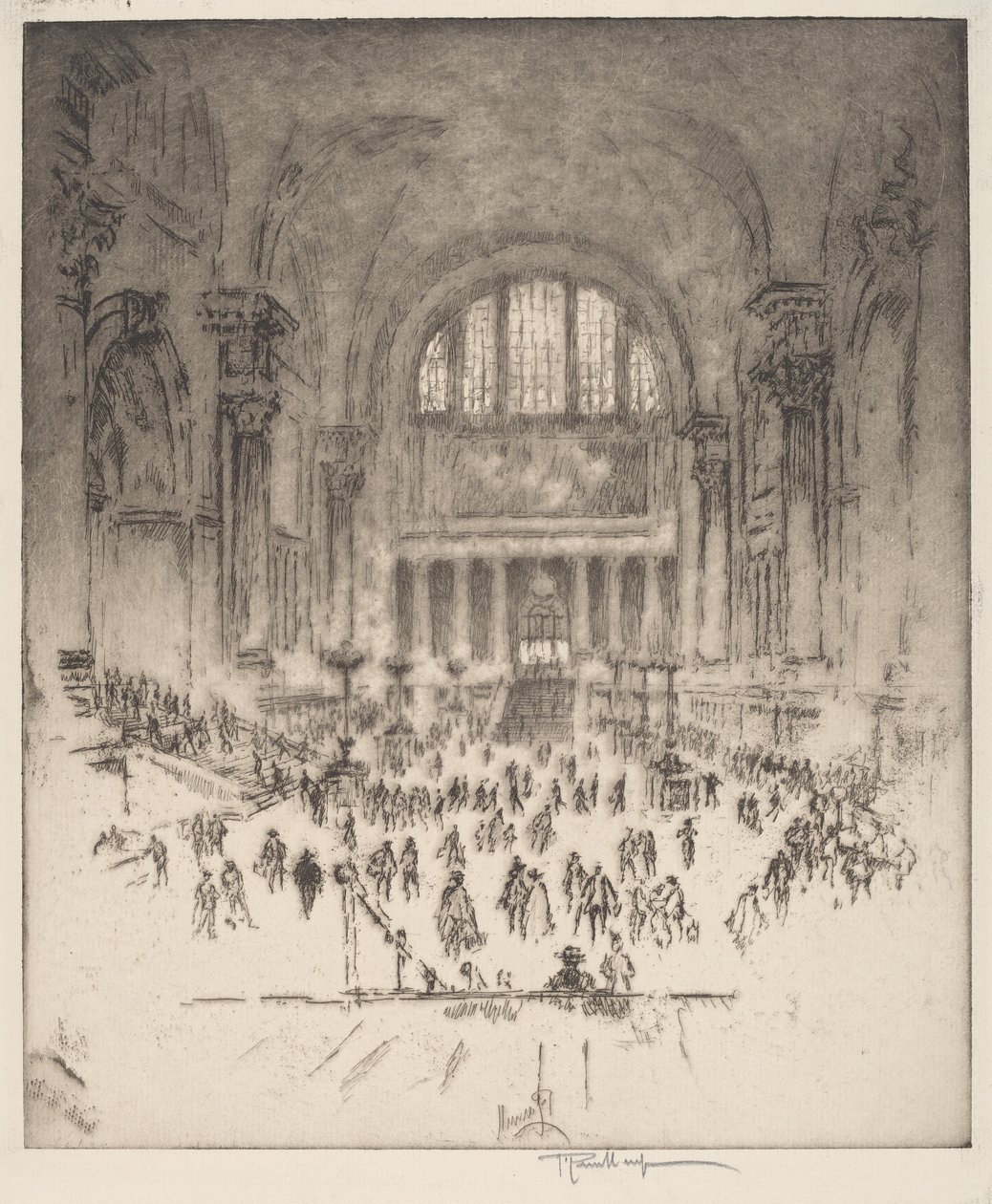 Marble Hall, Pennsylvania Station, Nowy Jork autorstwa Joseph Pennell