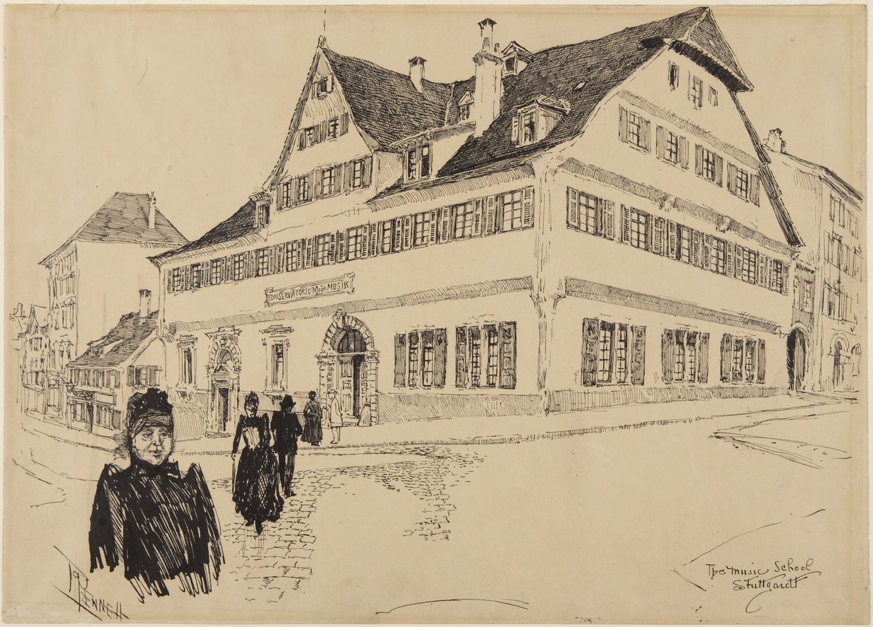 Szkoła muzyczna, Stuttgart autorstwa Joseph Pennell
