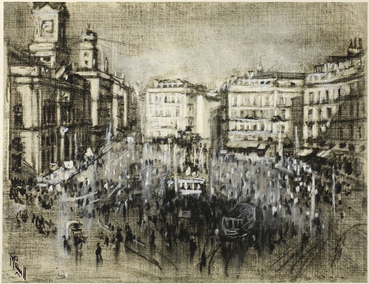 Puerta del Sol, Madryt autorstwa Joseph Pennell