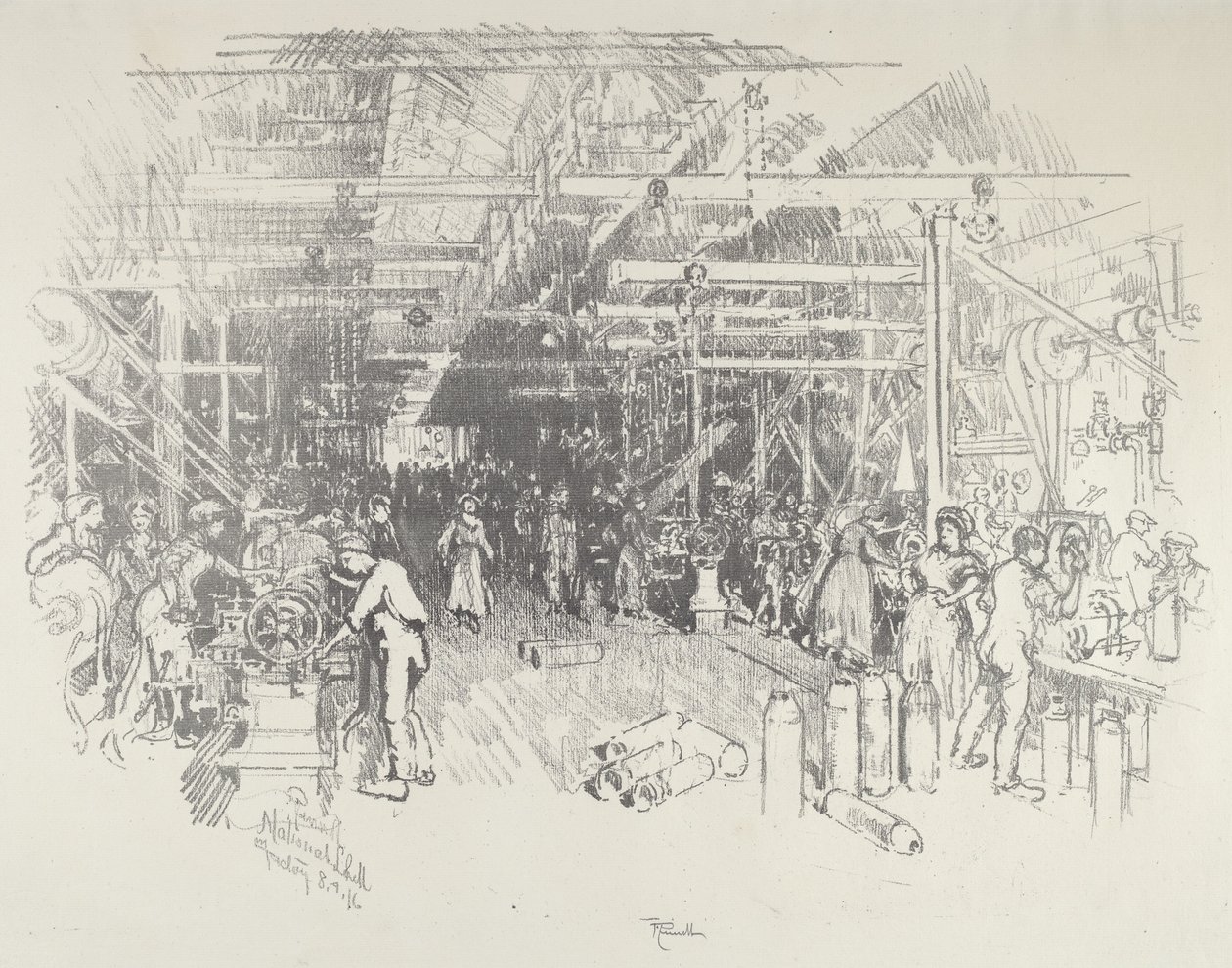 Fabryka Muszli autorstwa Joseph Pennell