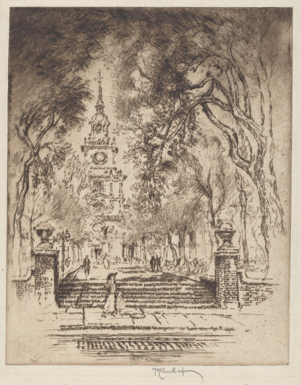 Plac, Plac Niepodległości, Filadelfia autorstwa Joseph Pennell