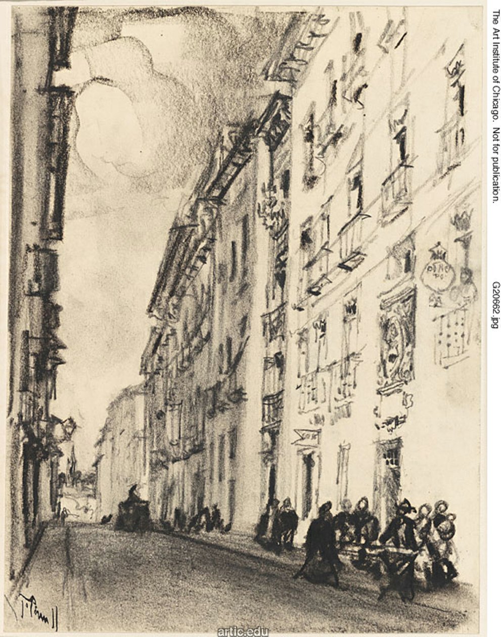 Ulica Cervantesa i Lope de Vega, Madryt autorstwa Joseph Pennell