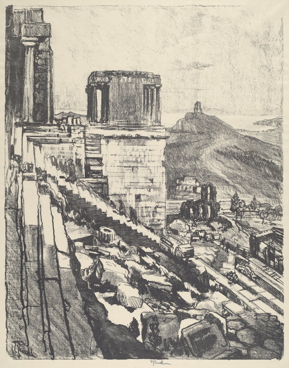 Świątynia Nike, Ateny, 1913. autorstwa Joseph Pennell