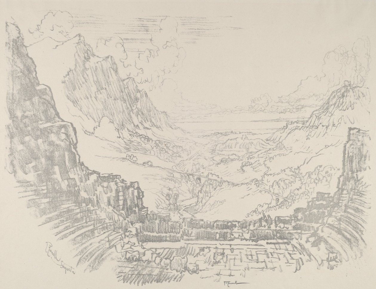 Teatr, Segesta, 1913. autorstwa Joseph Pennell