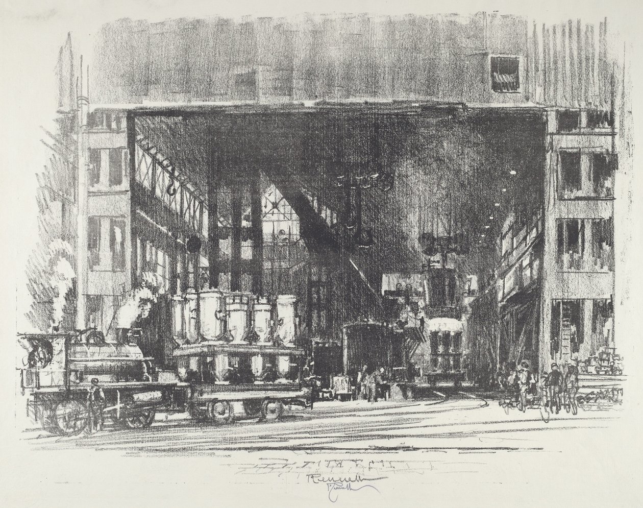 Urny, odlewanie wielkich muszli autorstwa Joseph Pennell