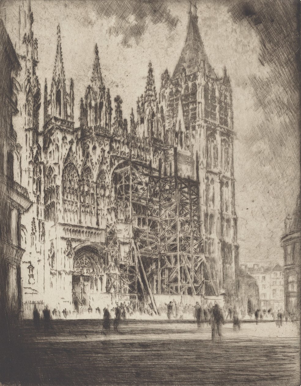 Front Zachodni, Katedra w Rouen, 1907. autorstwa Joseph Pennell