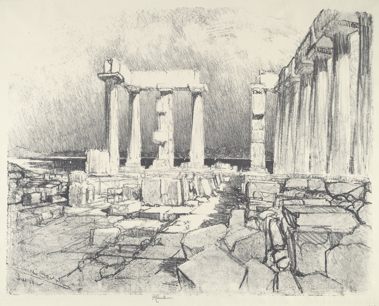 Wino-Ciemne Morze, Sunium, 1913. autorstwa Joseph Pennell