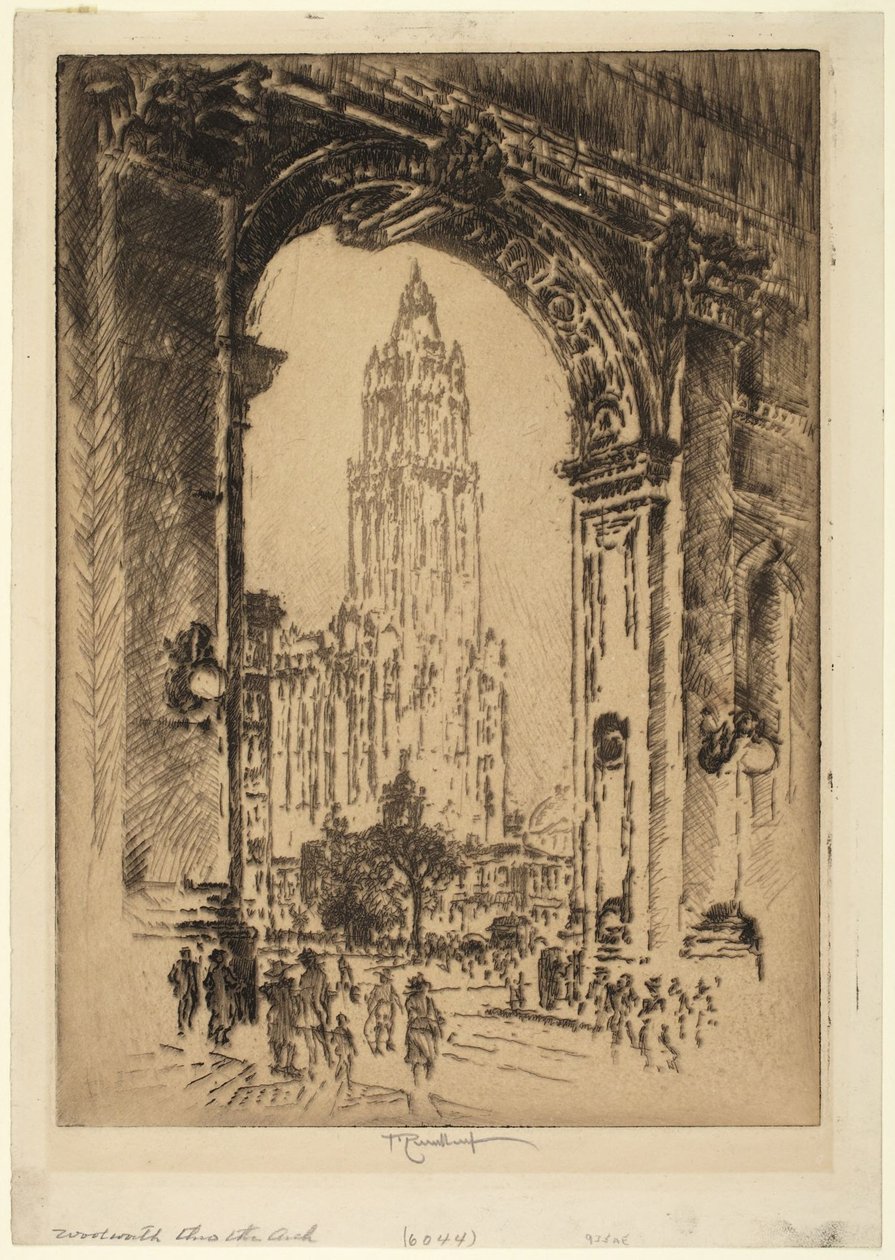 Woolworth Building przez łuk autorstwa Joseph Pennell
