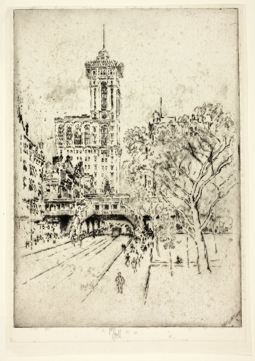 Times Building i 42nd Street autorstwa Joseph Pennell