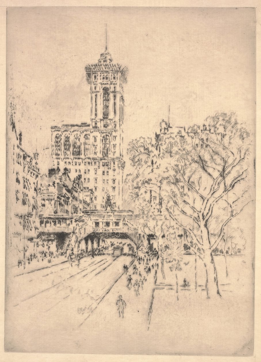 Budynek Timesa i 42nd Street autorstwa Joseph Pennell