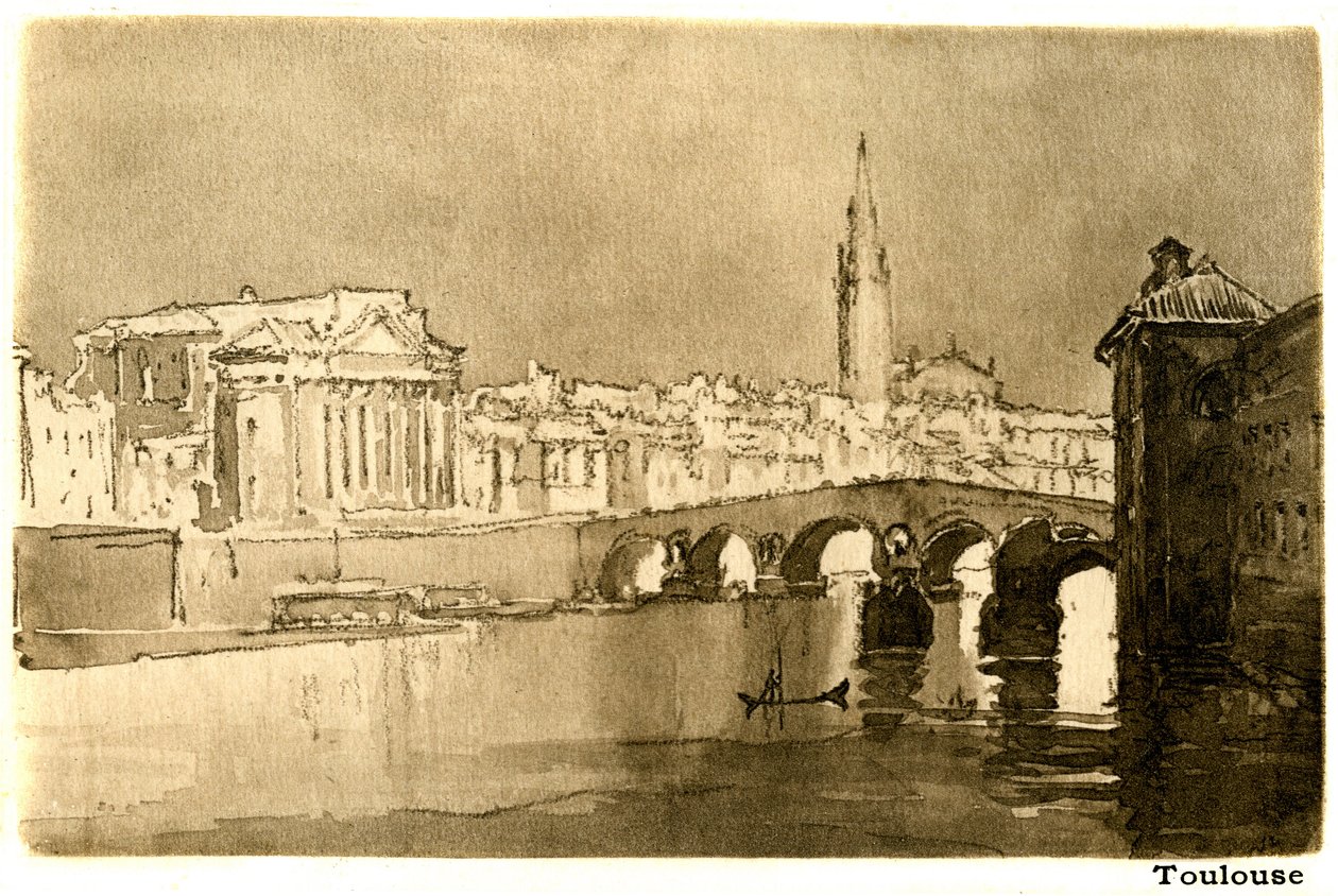 Tuluza, Garonne. Rycina według akwareli Josepha Pennella (1857-1926) ilustrująca książkę Henry