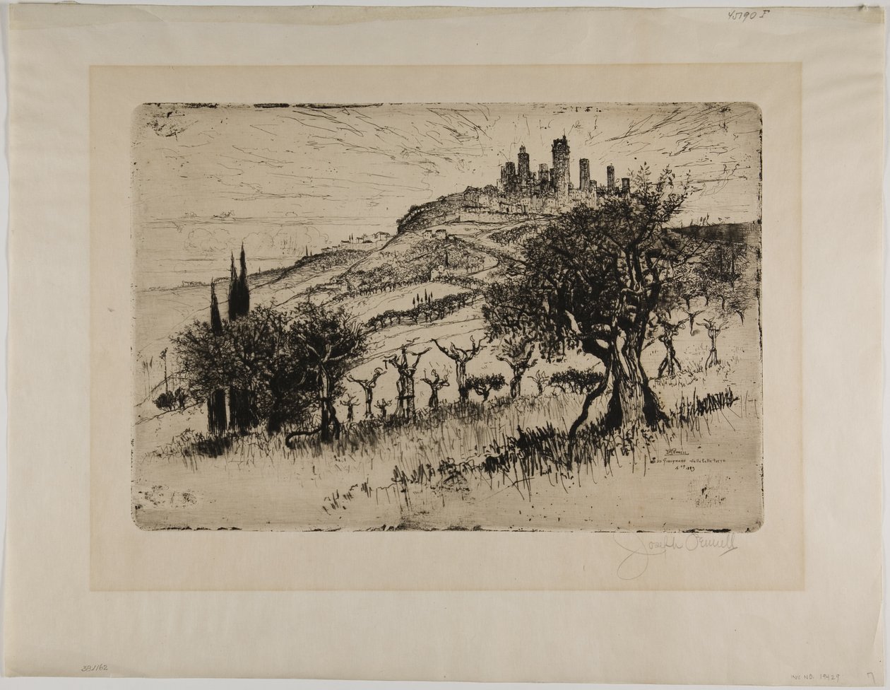 Wieże San Gimignano, poza murami autorstwa Joseph Pennell
