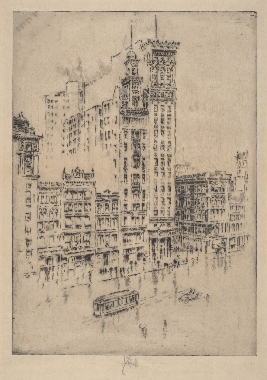 Union Square, deszczowy dzień autorstwa Joseph Pennell