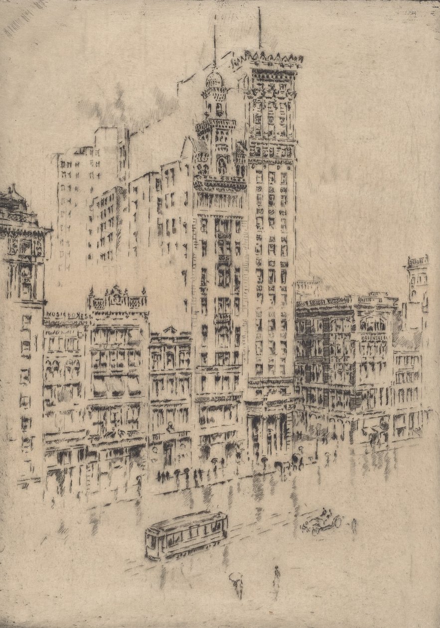 Union Square, Deszczowy Dzień, 1904. autorstwa Joseph Pennell