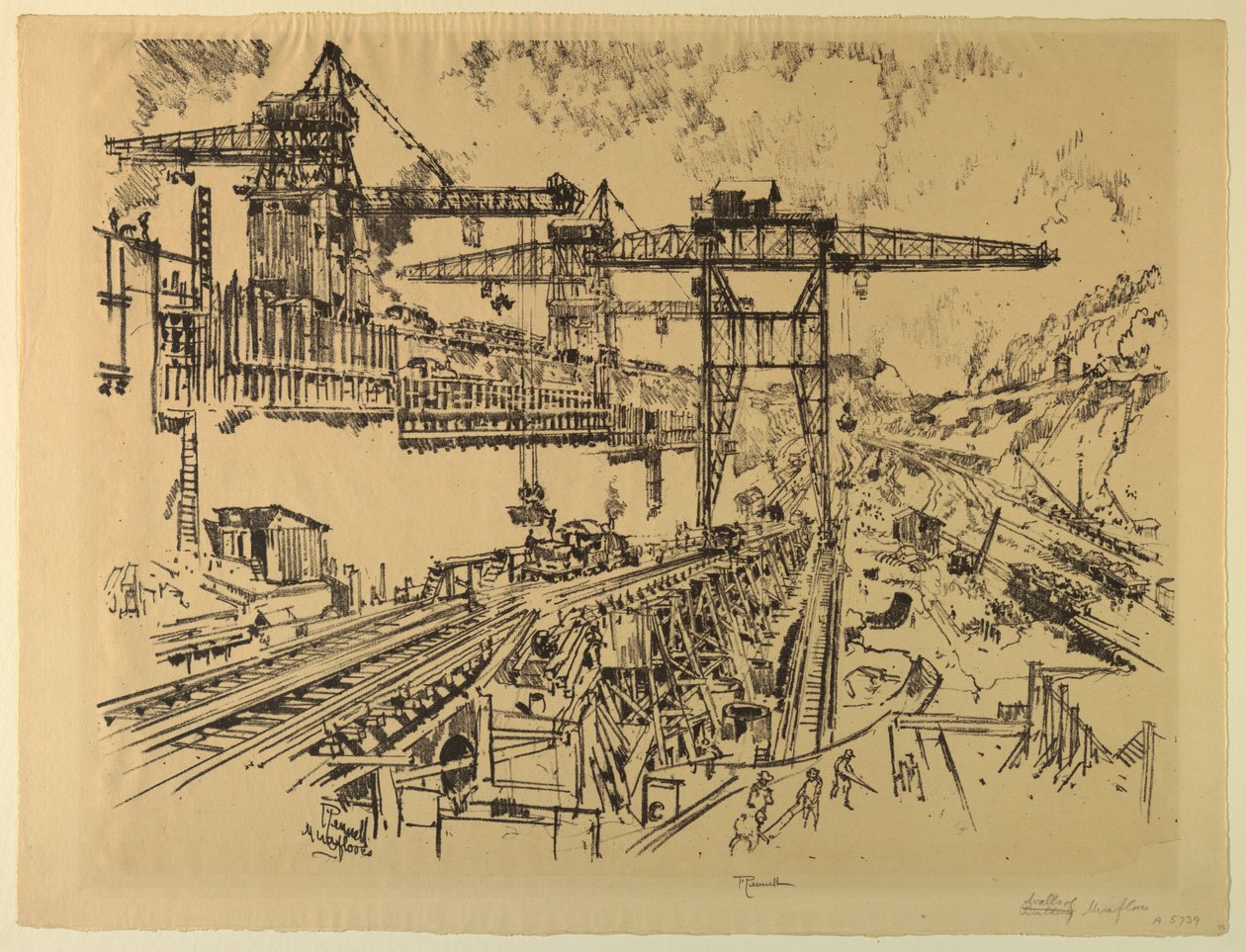 Ściany Miraflores Lock autorstwa Joseph Pennell