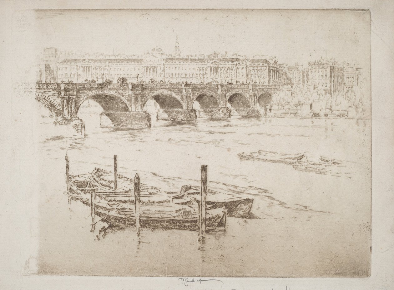 Most Waterloo i Somerset House autorstwa Joseph Pennell