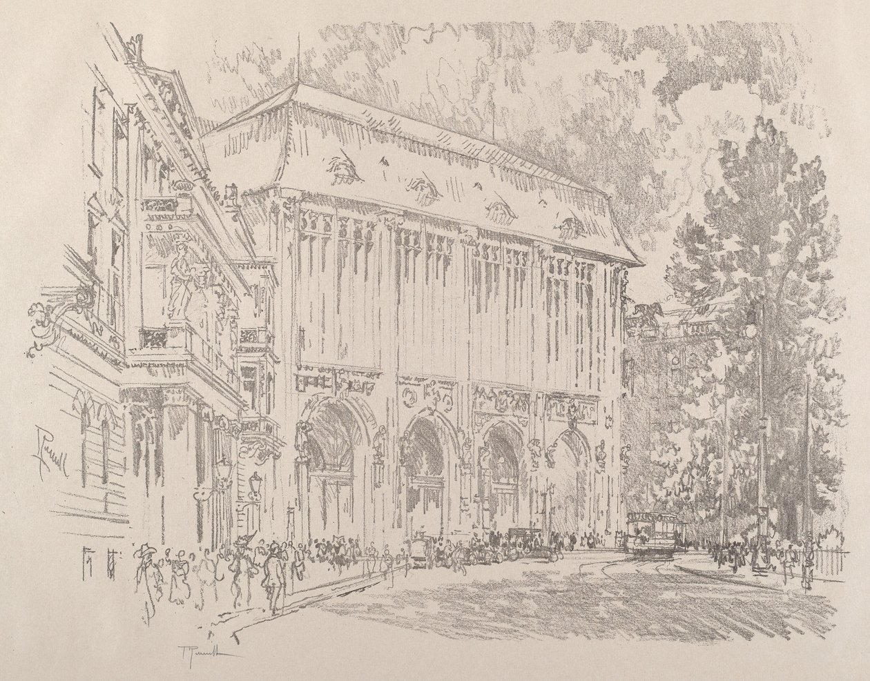 Wertheim, Leipziger Platz, Berlin, 1921. autorstwa Joseph Pennell