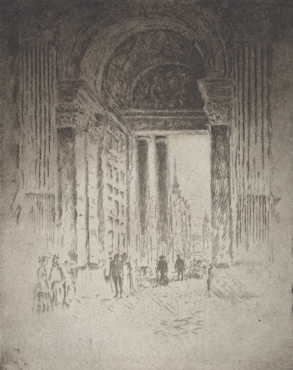 Zachodnie drzwi, kościół św. Pawła, 1903. autorstwa Joseph Pennell