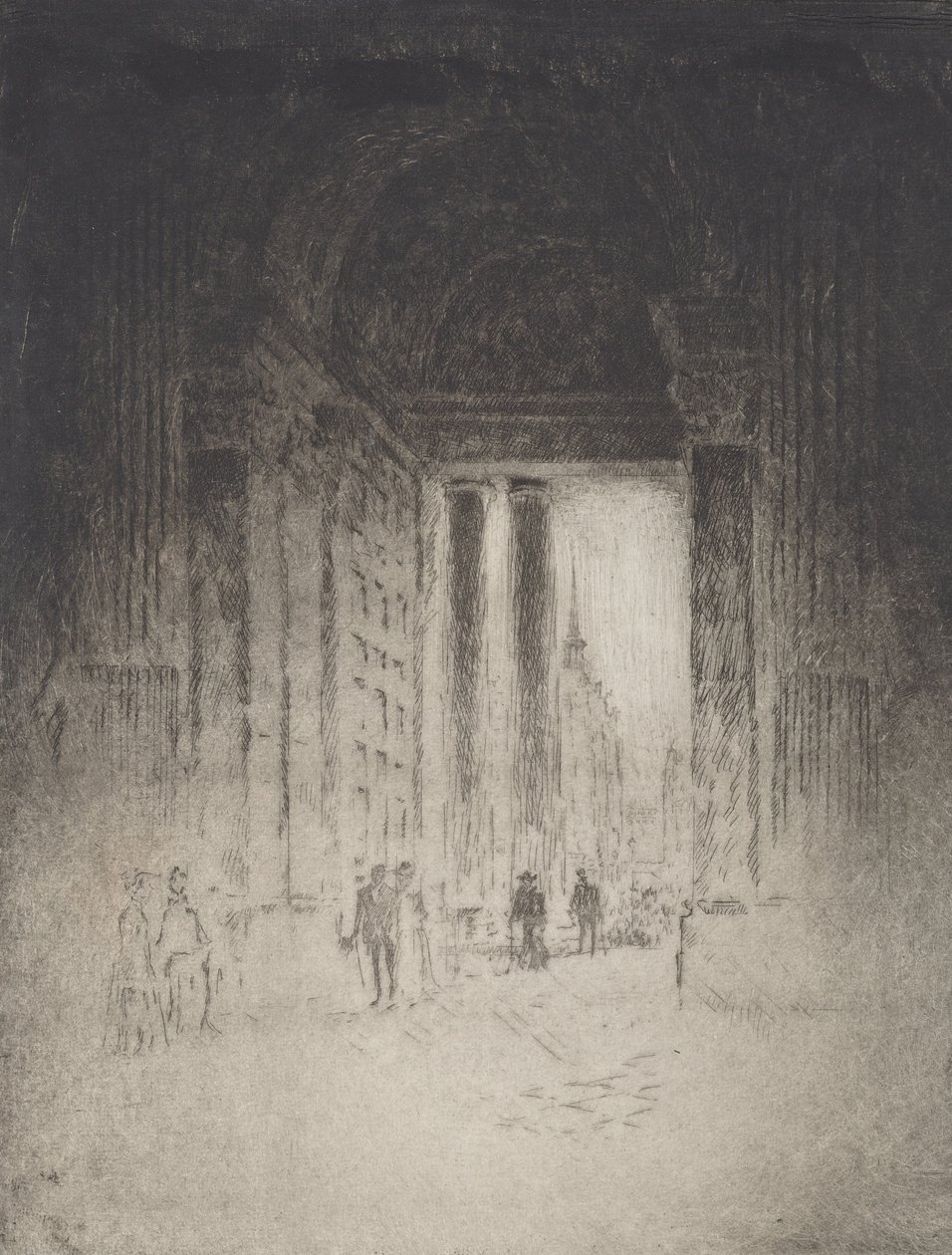 Zachodnie drzwi, kościół św. Pawła, 1903. autorstwa Joseph Pennell
