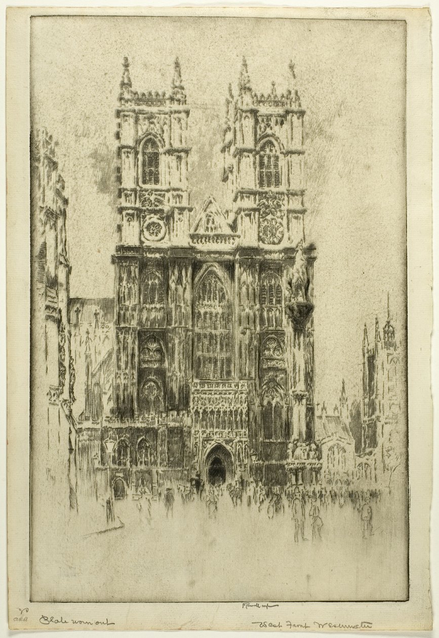 Front Zachodni, Opactwo Westminsterskie autorstwa Joseph Pennell