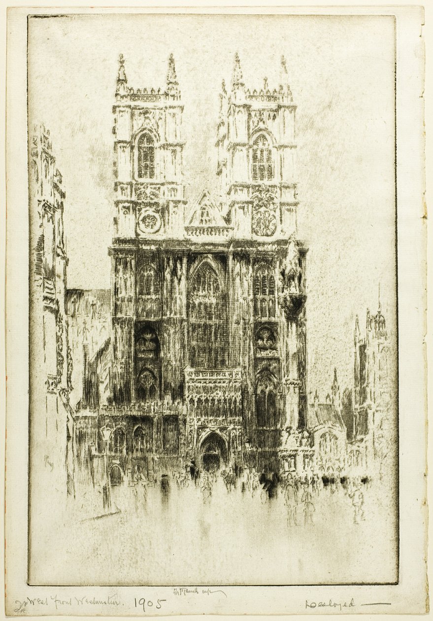 Front Zachodni, Opactwo Westminsterskie autorstwa Joseph Pennell